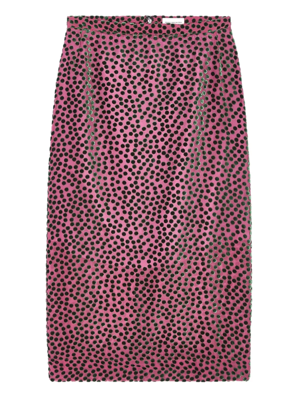 Dries Van Noten Devoré Polka-dot Midi Skirt In Pink