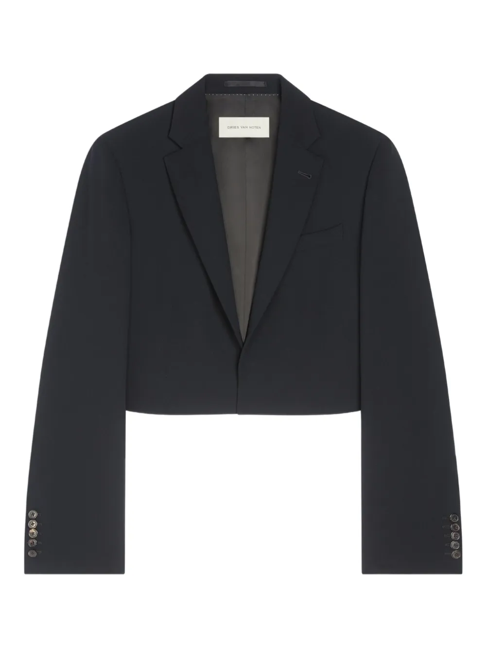 Dries Van Noten Crop-hem Buttoned-cuffs Blazer In Black