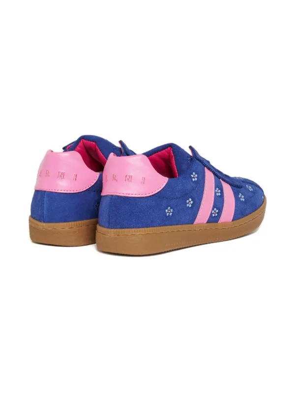 Marni Kids flower-embroidered Stripe Sneakers | Blue | FARFETCH RO