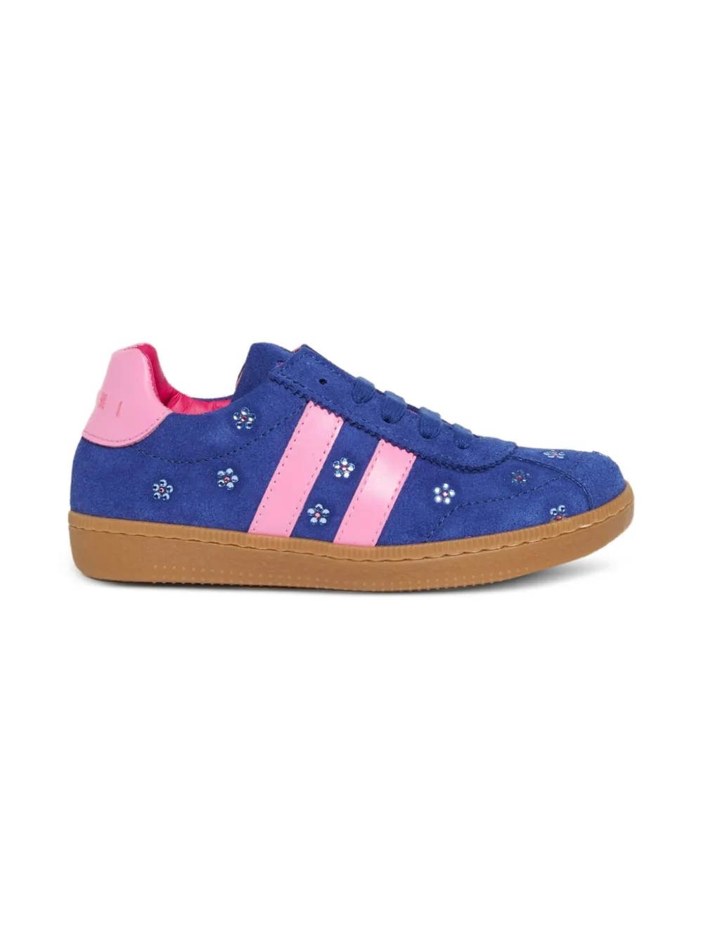 Marni Kids flower-embroidered stripe sneakers Blue