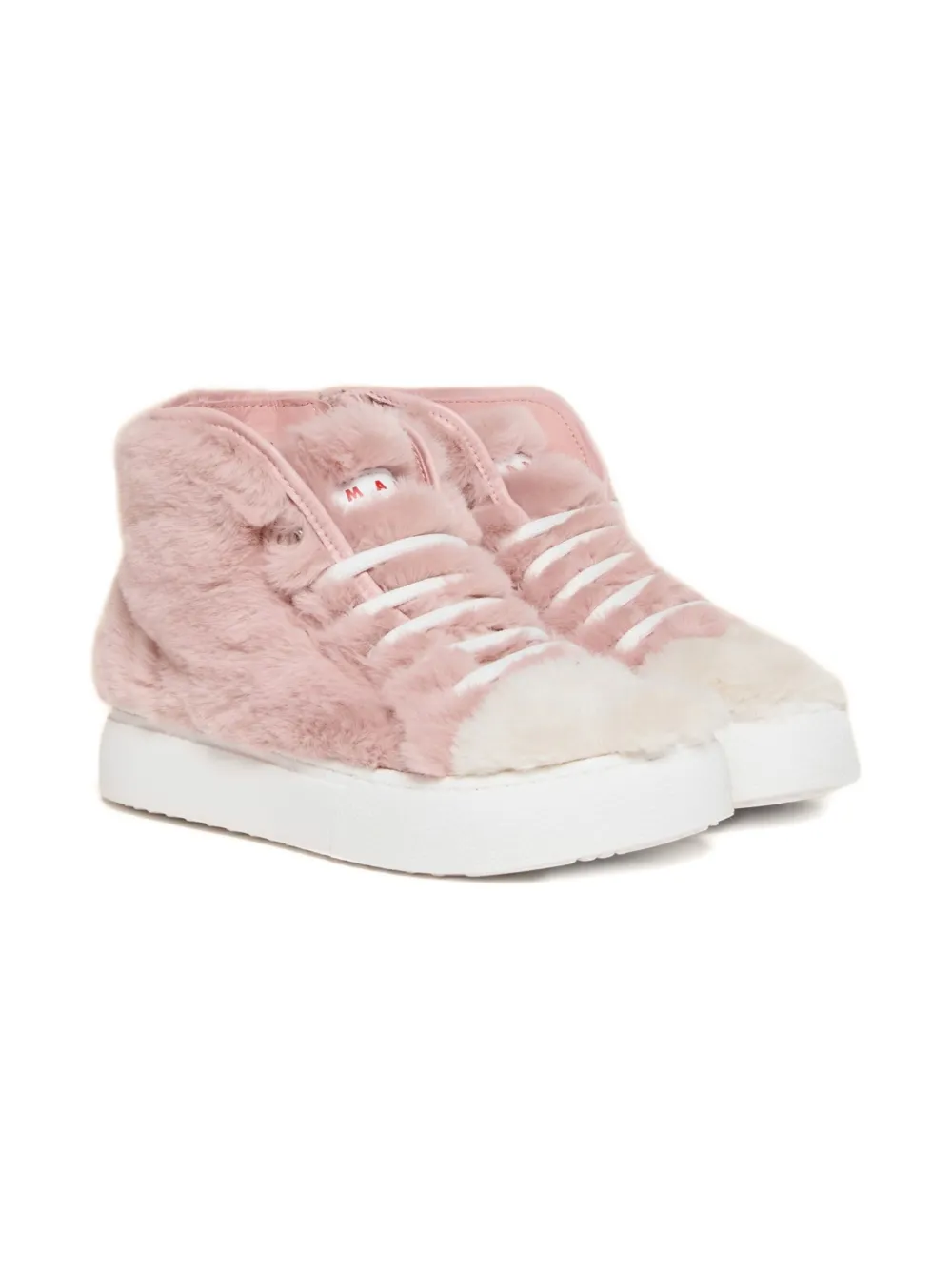 Marni Kids faux-fur high-top sneakers - Roze