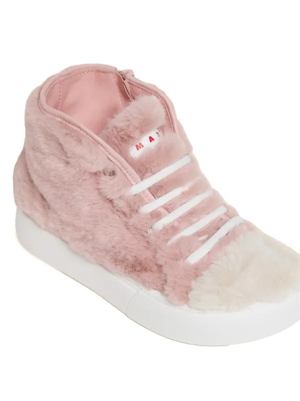 ＊+＊maruri＊+＊ Marni Kids faux-fur high-top Sneakers | Pink | FARFETCH