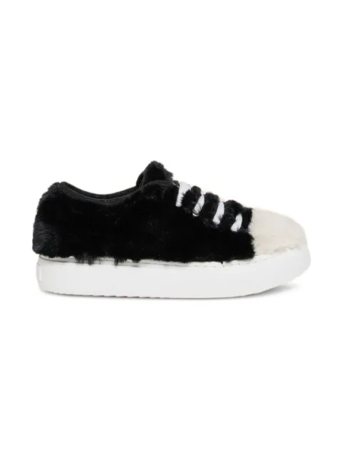 Marni Kids fur-trimmed lace-up sneakers
