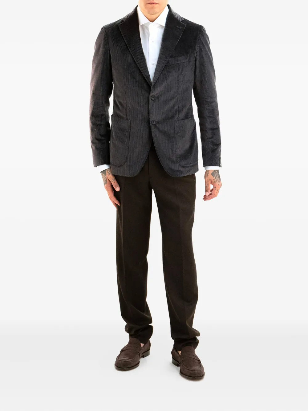 Tagliatore Single-breasted Corduroy Blazer In Black