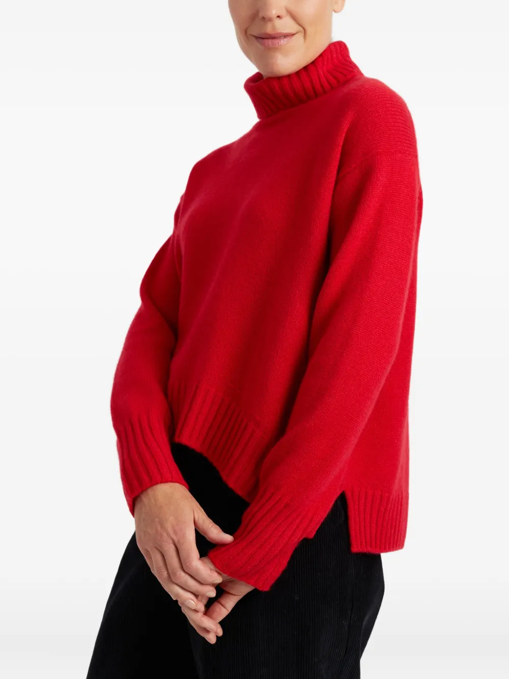 Chinti & Parker Pure Cashmere Relaxed Rollneck Sweater In Red