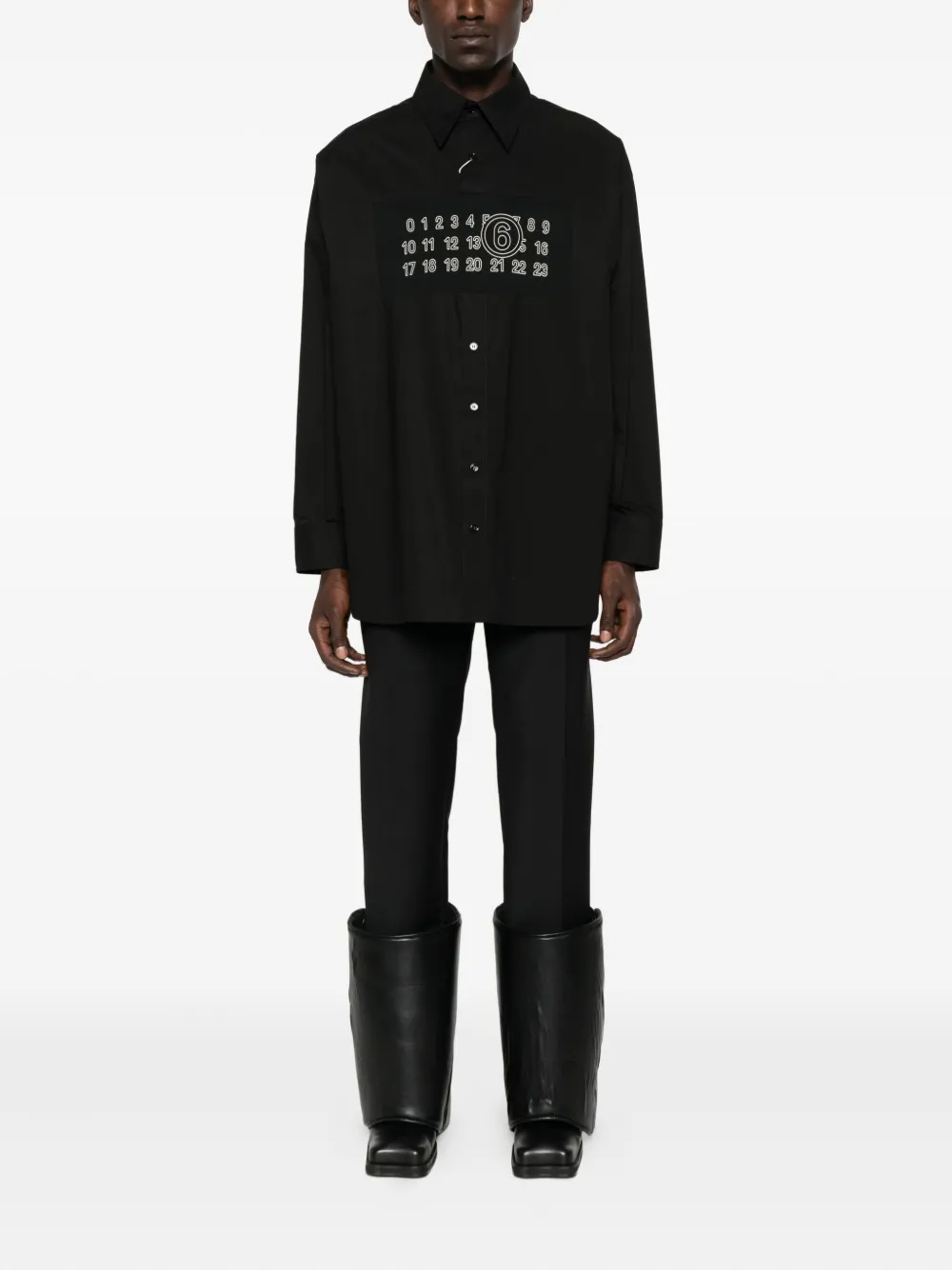 MM6 Maison Margiela number-plaque cotton shirt - Zwart