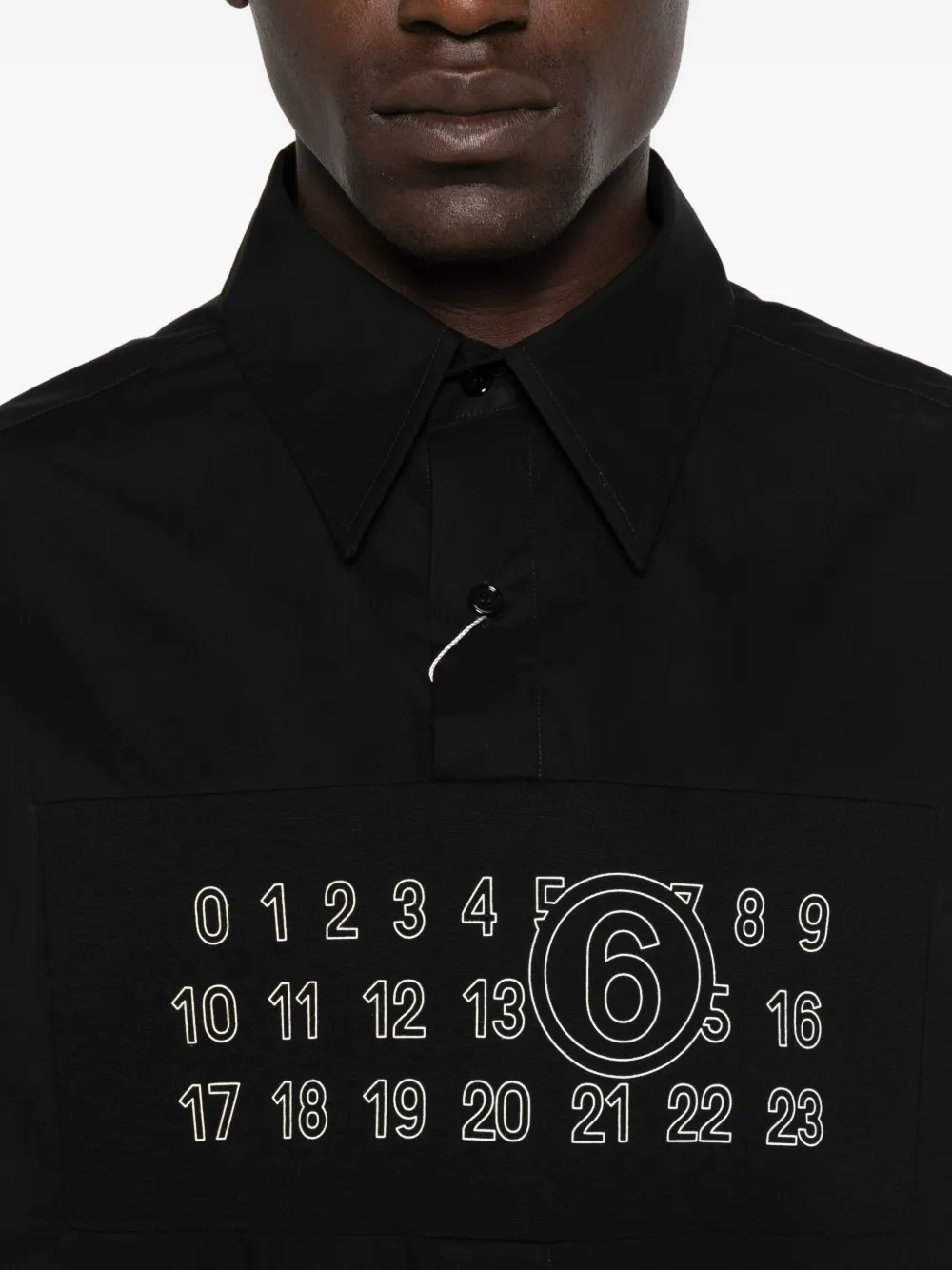MM6 Maison Margiela Katoenen overhemd met nummerplakkaat Zwart