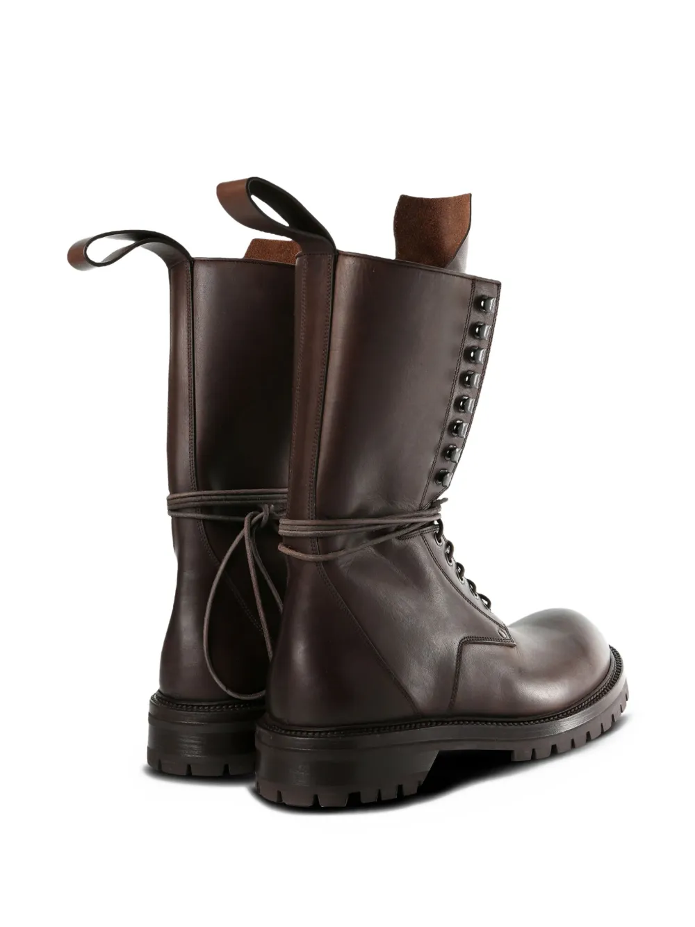 Rick Owens lace-up leather boots Brown