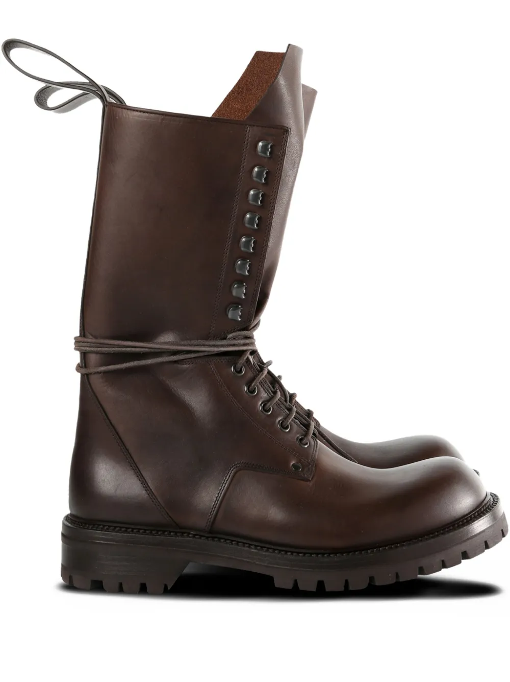 Rick Owens lace-up leather boots Brown