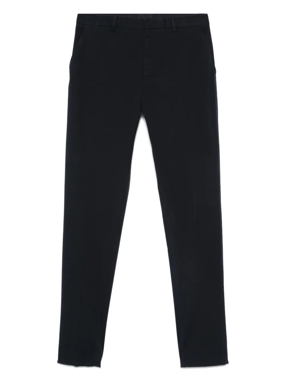 side-pocket raw-edge trousers