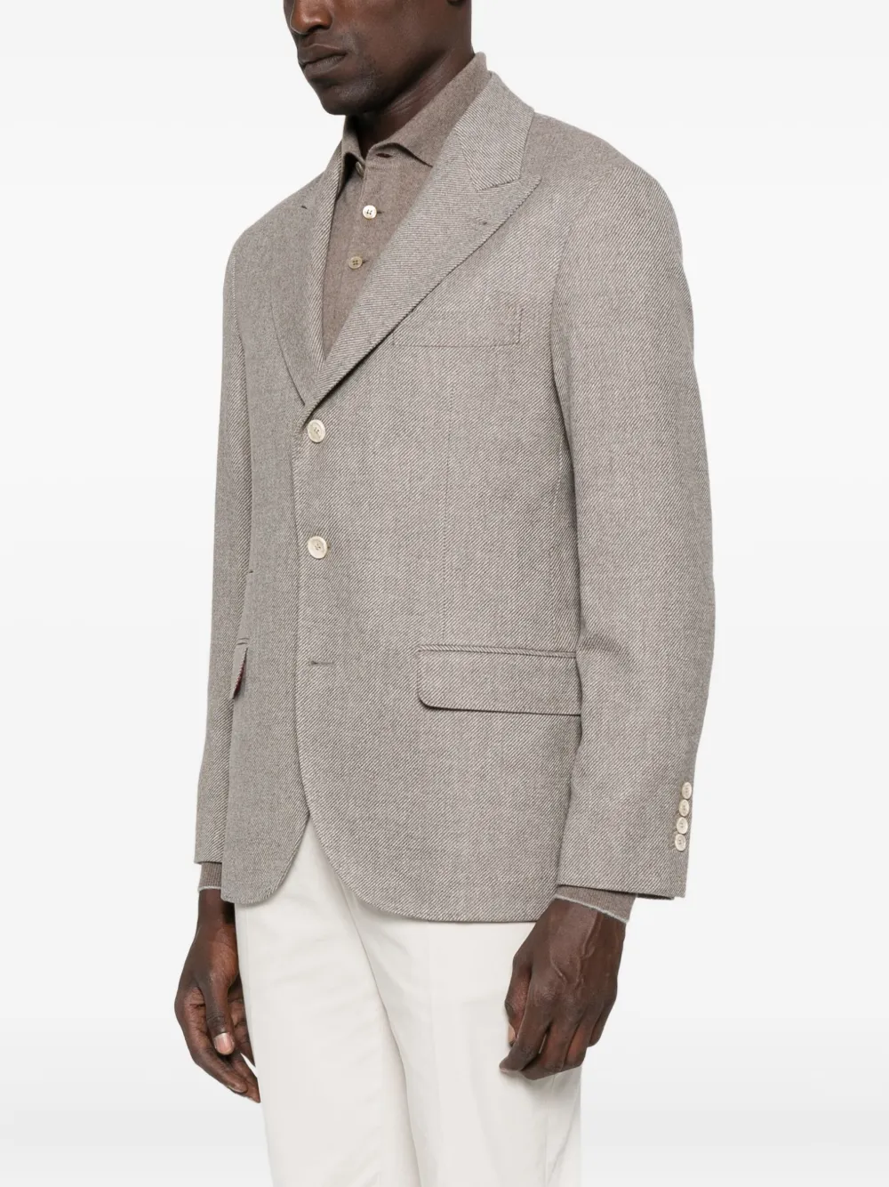 Brunello Cucinelli Three-button Wool Blazer In Neutral