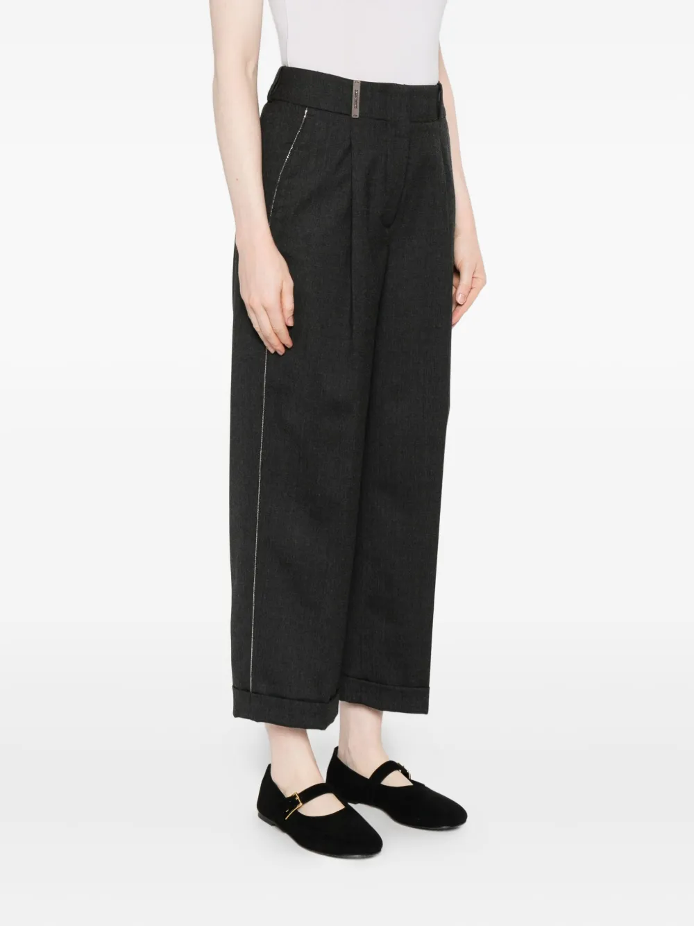 Peserico Broek met verfraaide cuffs Grijs