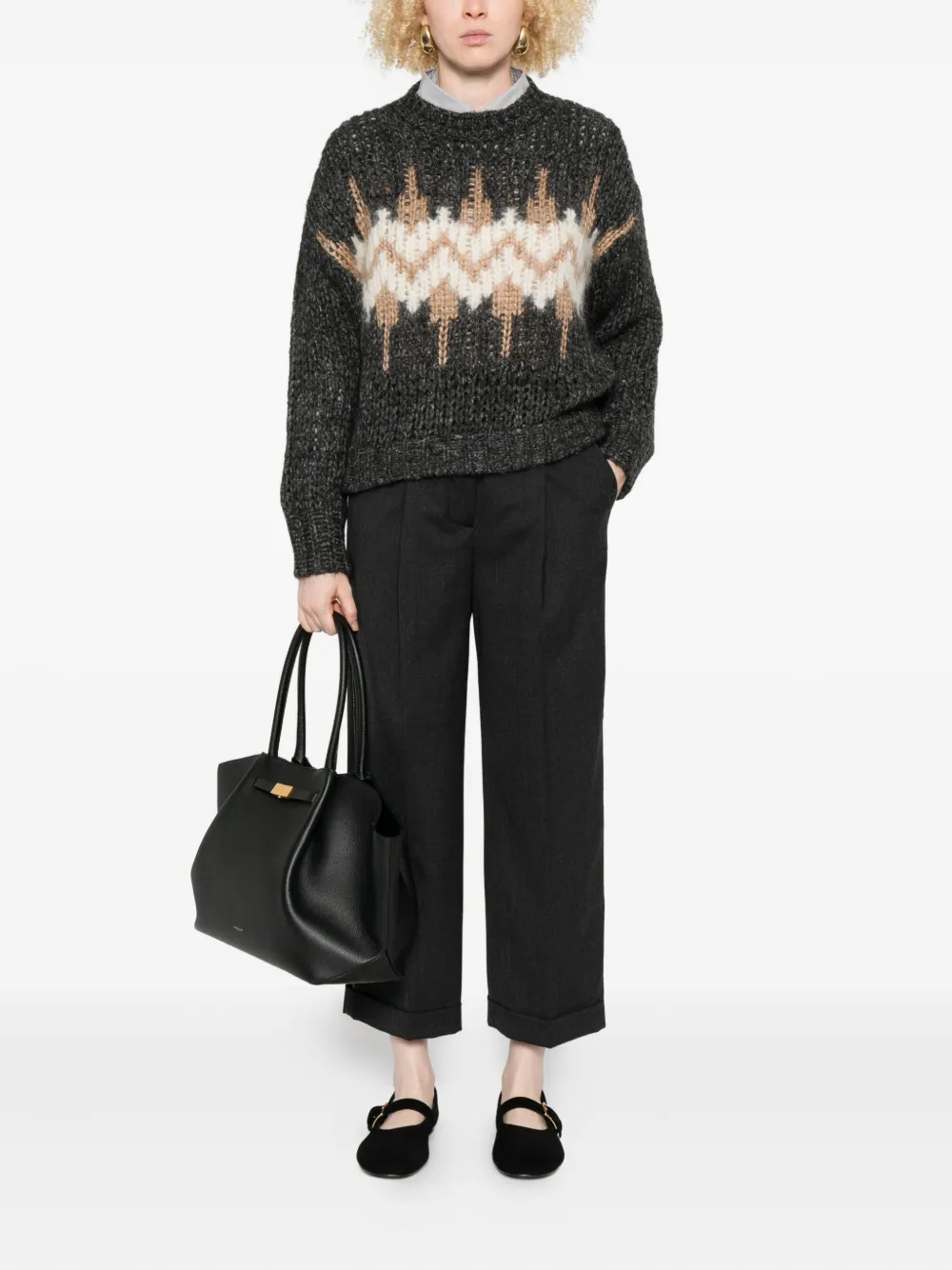 Peserico Gebreide trui met jacquard-patroon Grijs