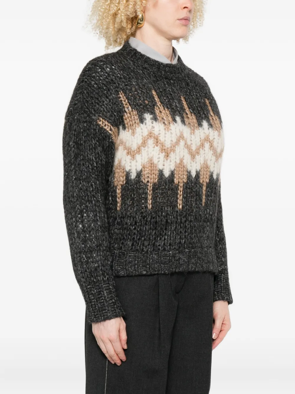 Peserico Gebreide trui met jacquard-patroon Grijs