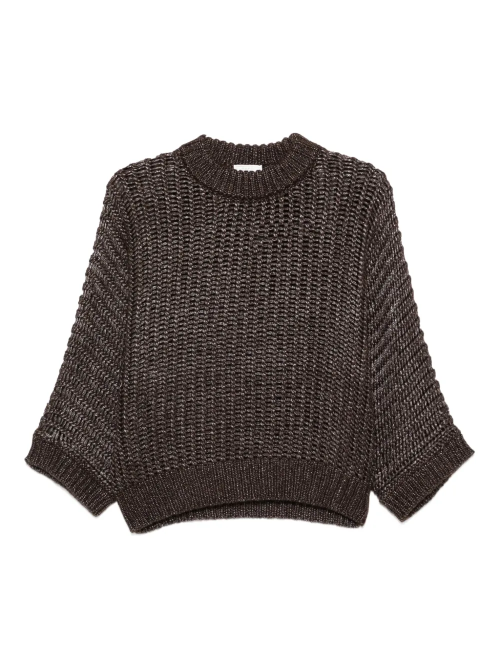Peserico Opengebreide trui met metallic-effect Bruin