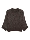 Peserico open- knit metallic-effect sweater - Brown
