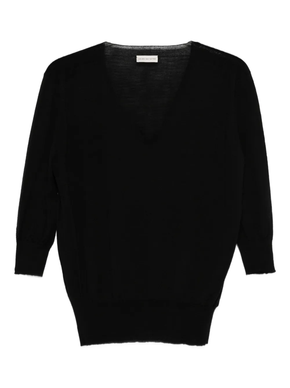 Pre-owned Dries Van Noten 2010s V-neck Short-sleeve Sweater In Black