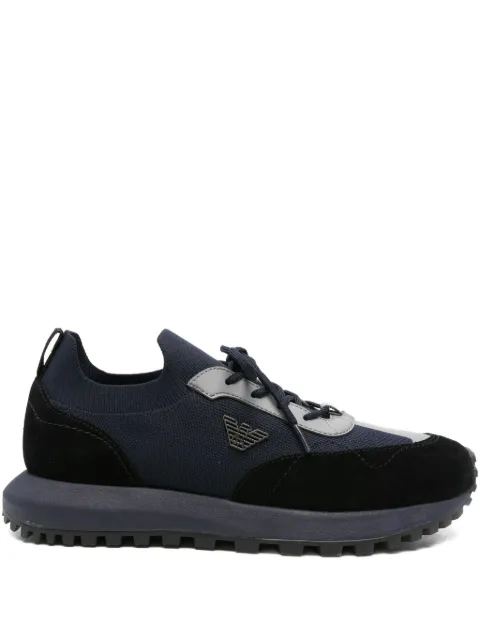 Emporio Armani Gestrickte Sneakers aus Wildleder