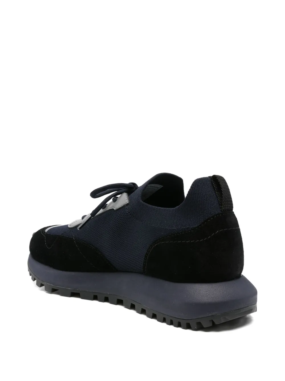 Emporio Armani Gebreide suède sneakers Blauw