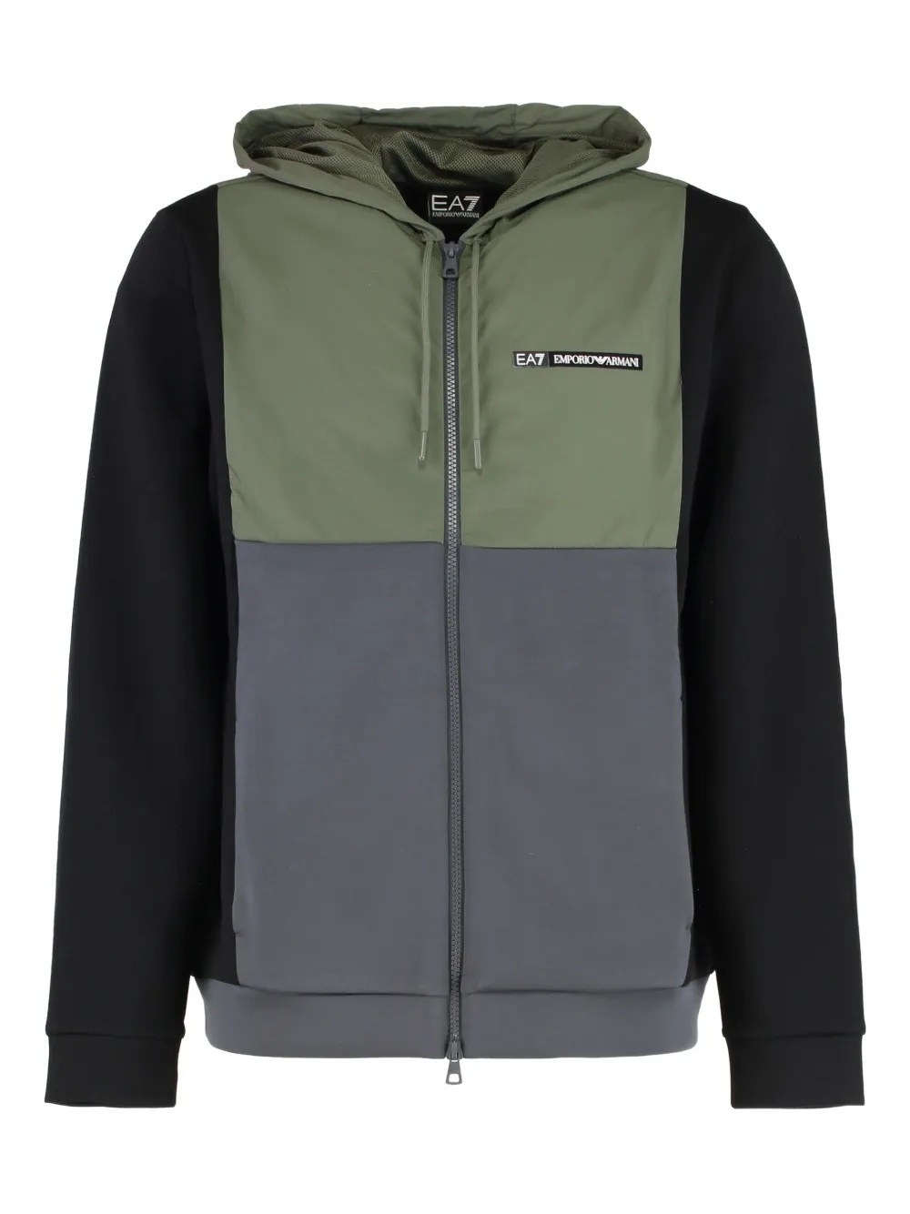Ea7 Emporio Armani colour-block hoodie Groen
