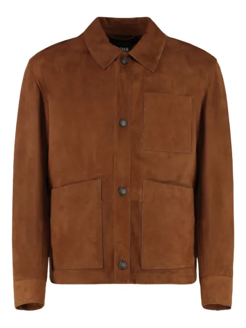 BOSS buttoned suede-leather jacket