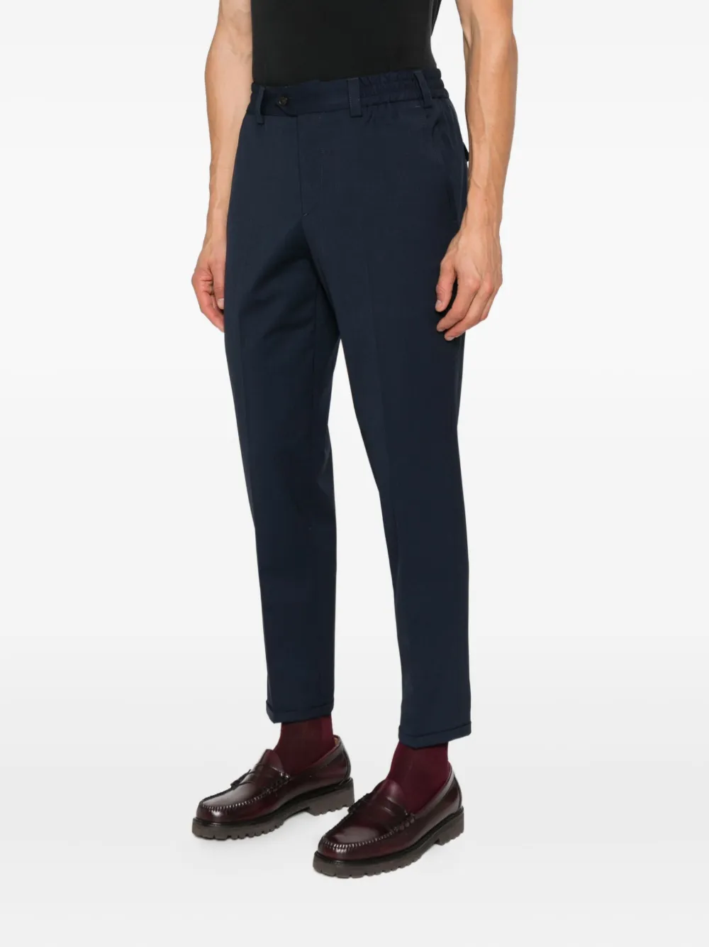 PT Torino elastic-waistband pinstripe trousers Blauw