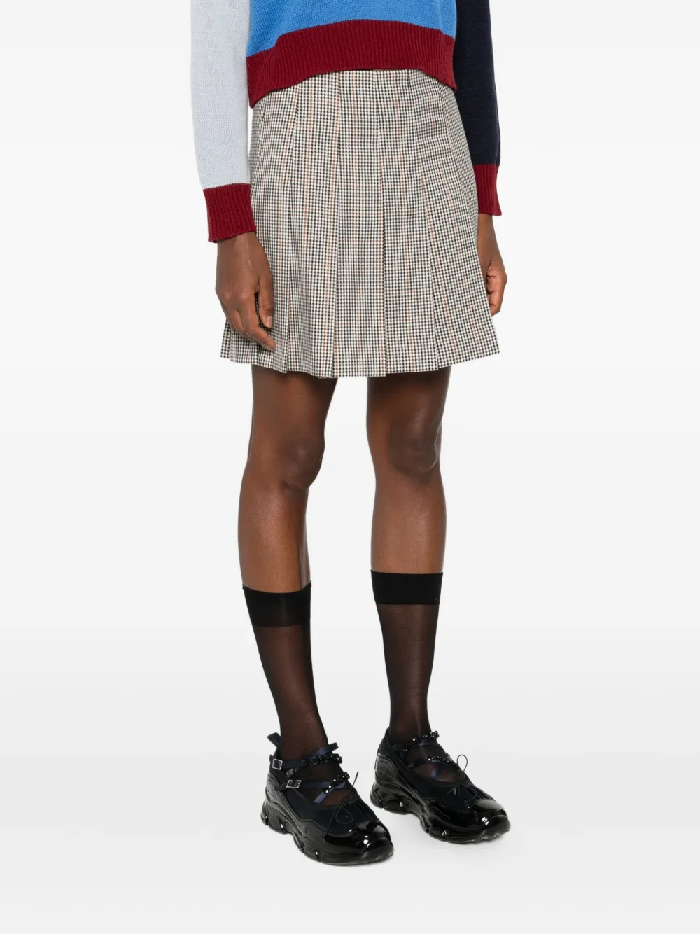 MSGM pleated checked mini skirt Wit