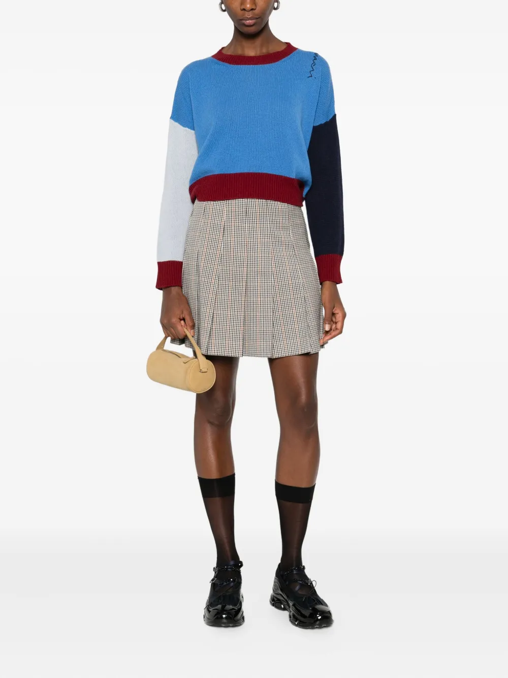 MSGM pleated checked mini skirt - Wit