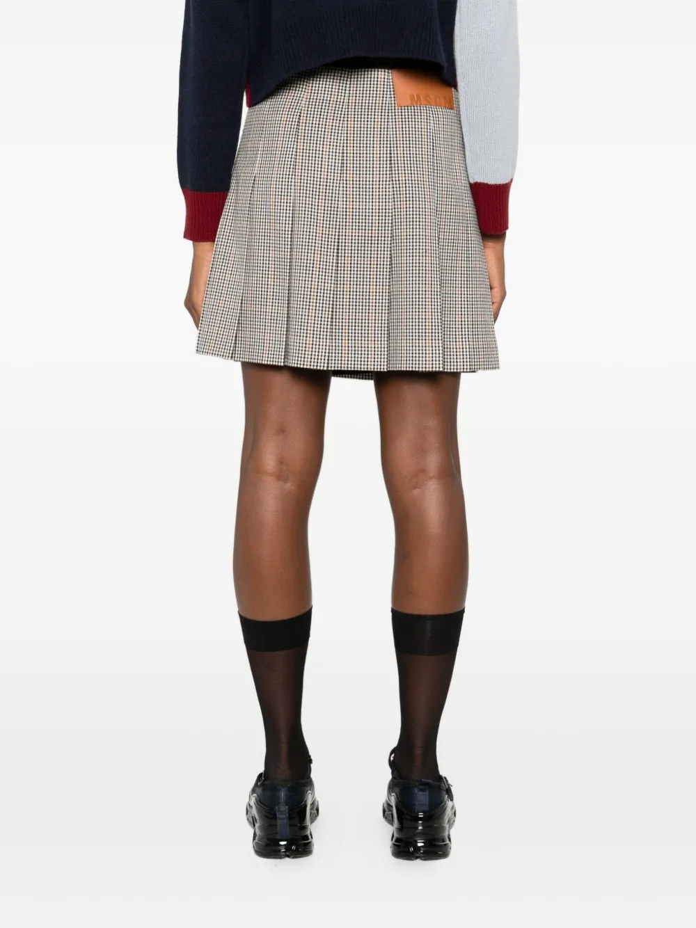 MSGM pleated checked mini skirt Wit