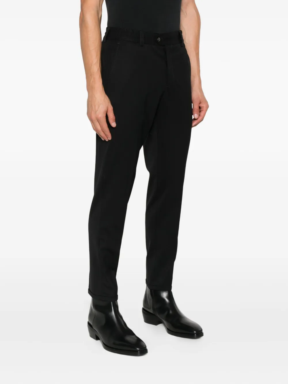 PT Torino elastic-waistband wool trousers Zwart