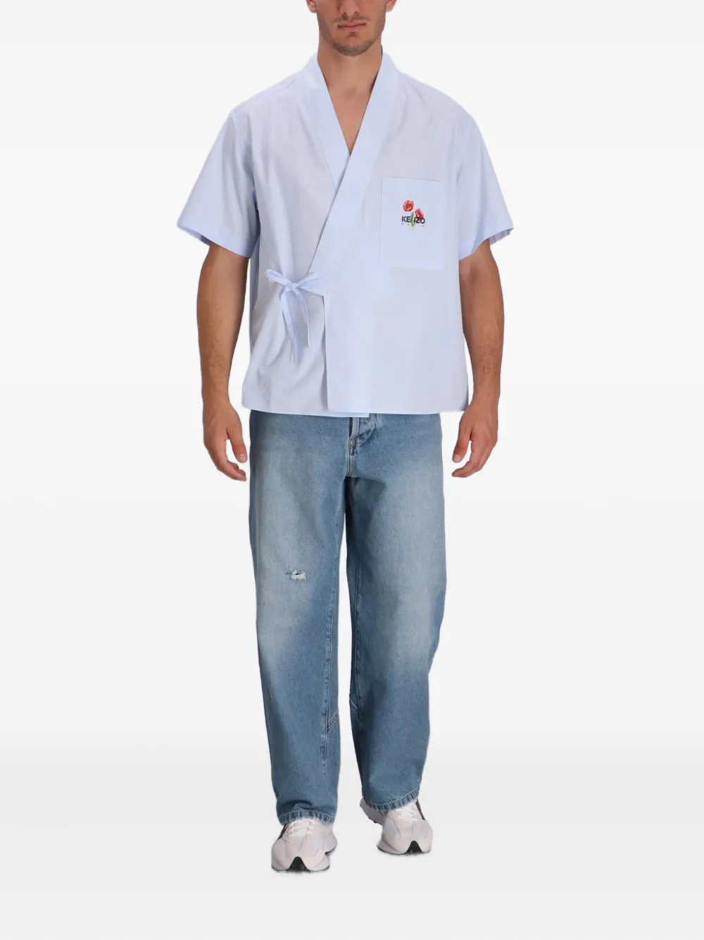 Kenzo Gewikkeld overhemd met logodetail - Blauw