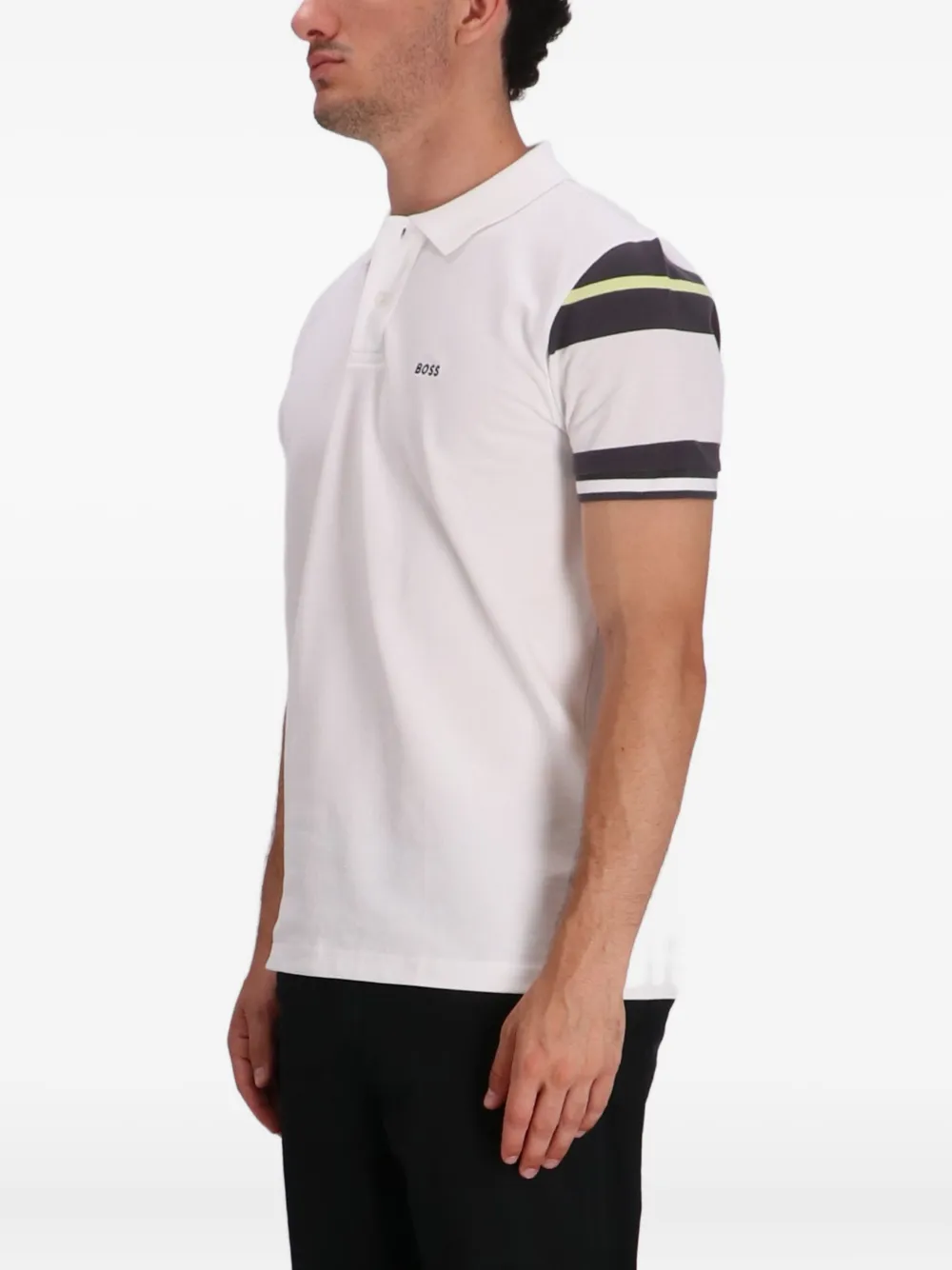 BOSS Poloshirt met gestreept vlak Wit