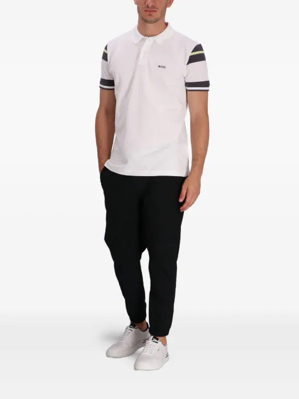 BOSS ストライプパネル ポロシャツ | ホワイト | FARFETCH JP