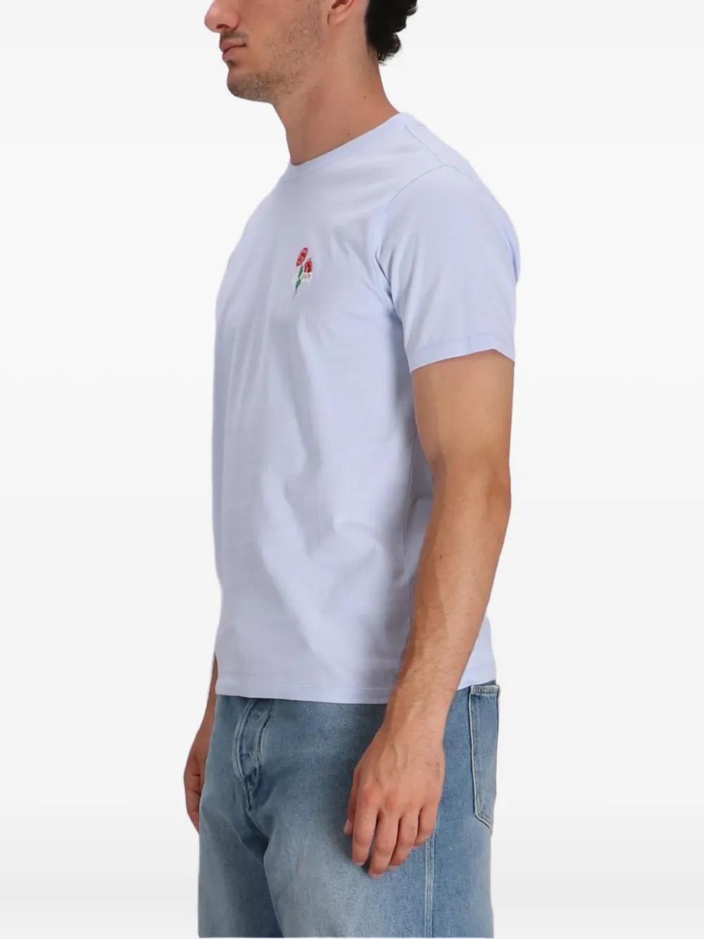 Kenzo Katoenen T-shirt met geborduurde klaproos Blauw