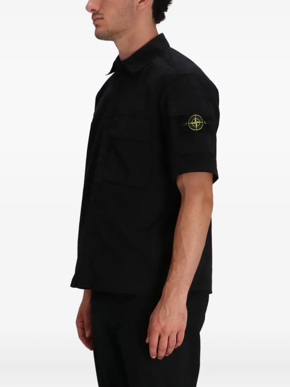 Stone Island Overhemd met opgestikte zak en korte mouwen Zwart