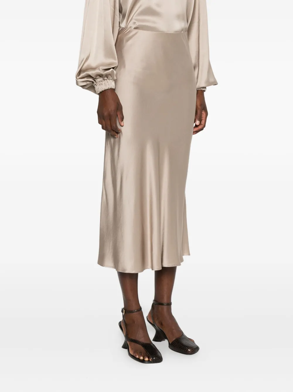 Ottod'Ame Satijnen midi-rok Beige