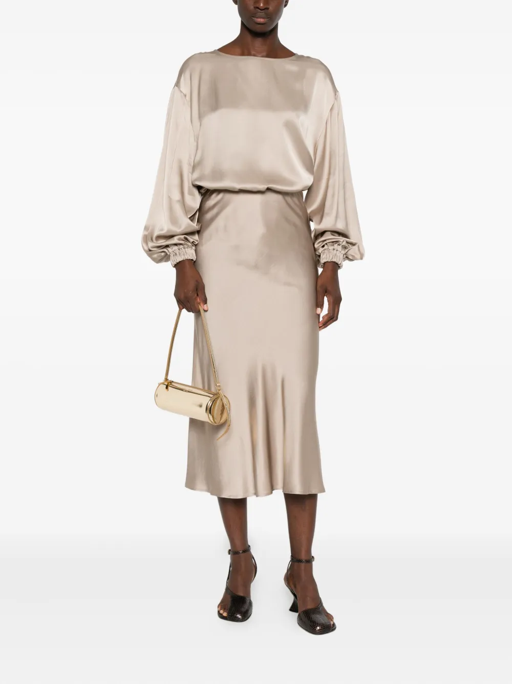 Ottod'Ame Satijnen midi-rok - Beige