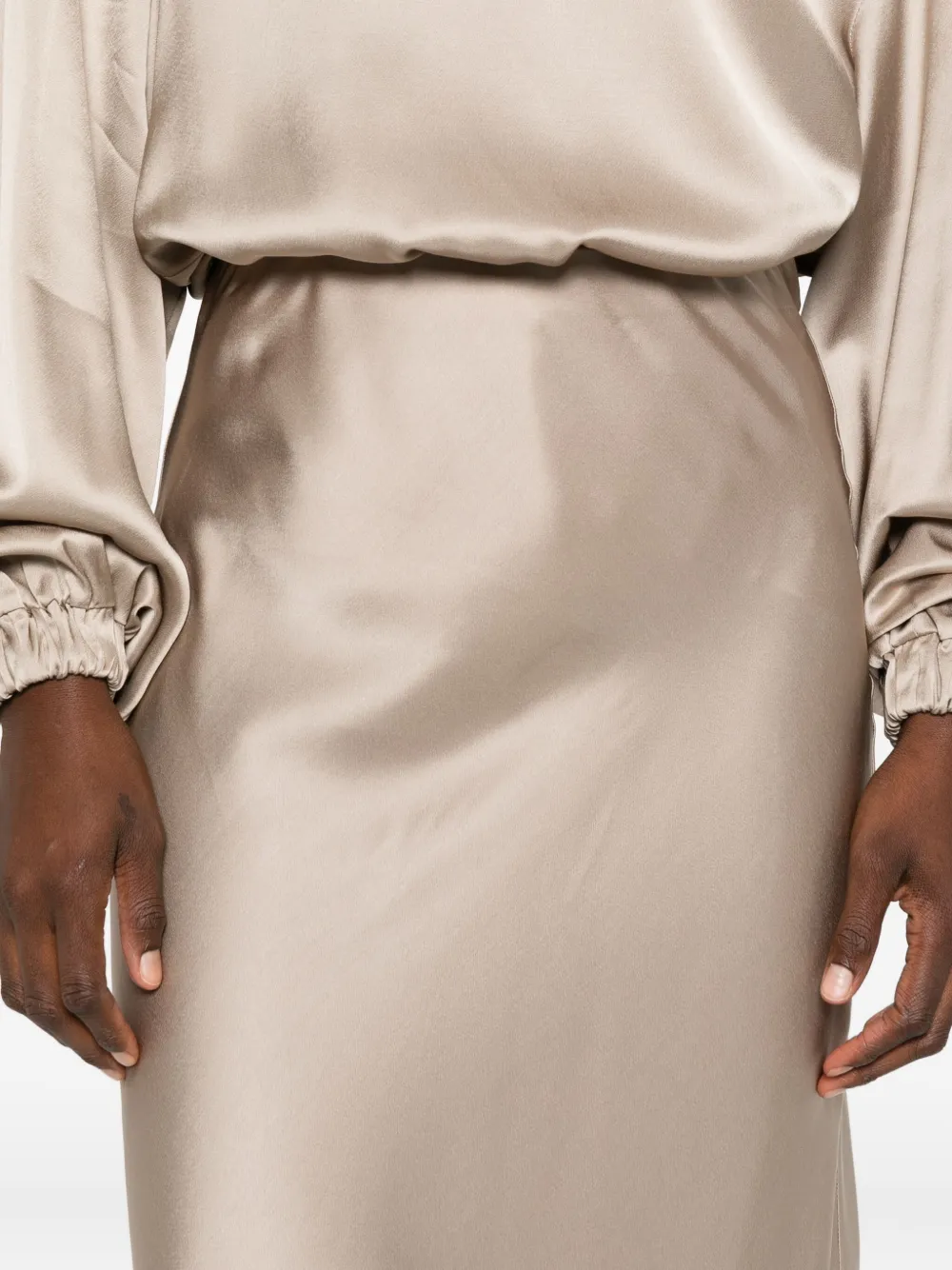Ottod'Ame Satijnen midi-rok Beige