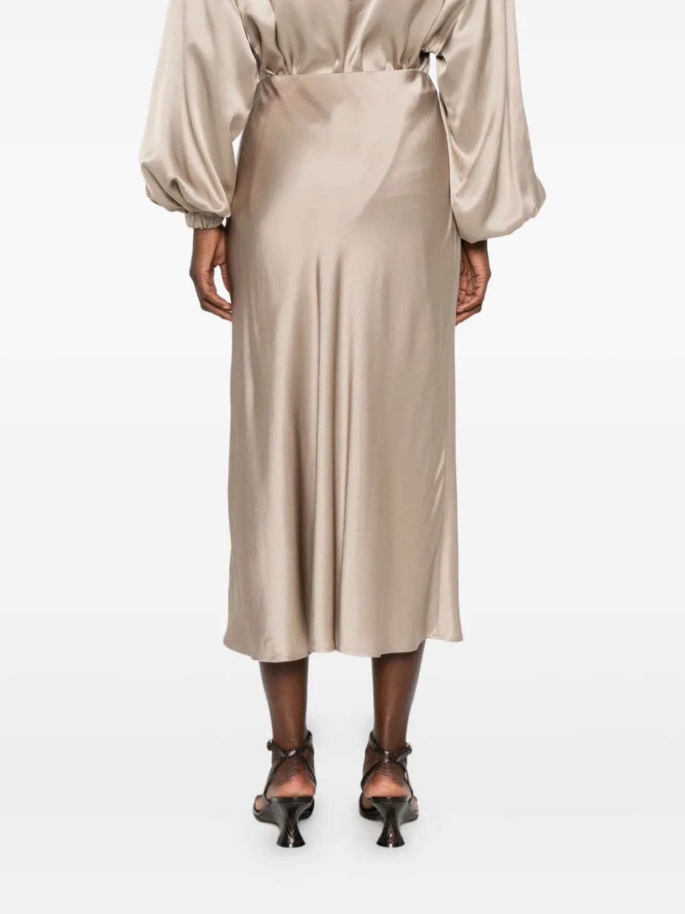 Ottod'Ame Satijnen midi-rok Beige
