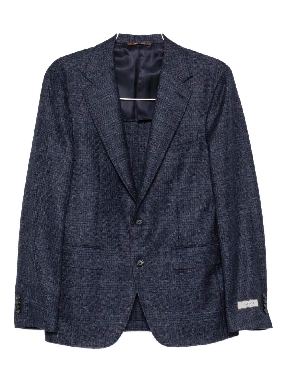 Canali Checked Wool Jacket In Blue