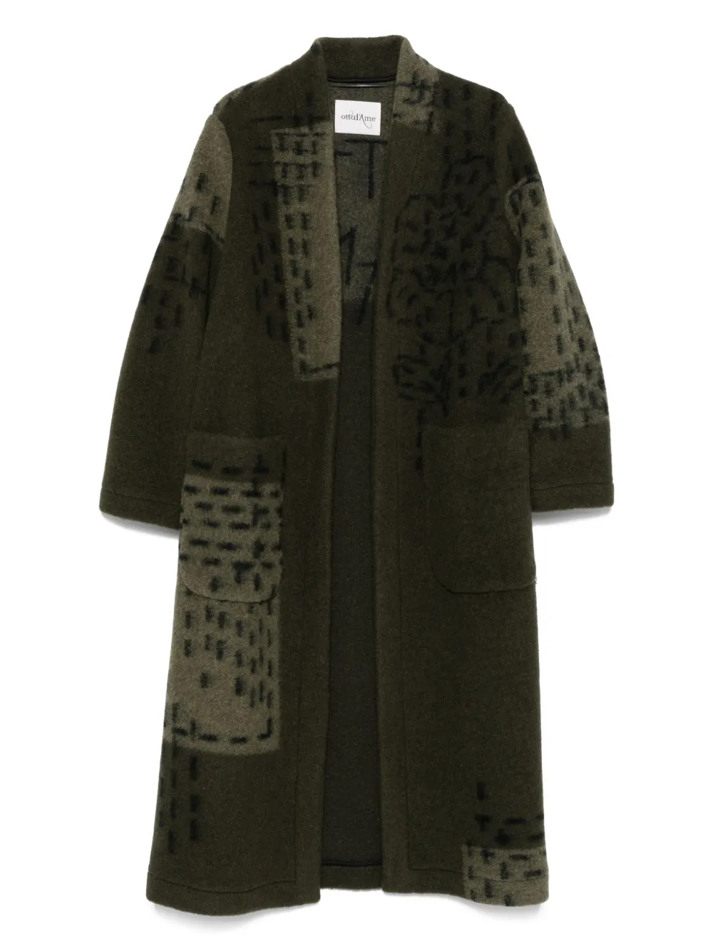 Ottod'Ame abrigo largo con diseño patchwork | verde | Image 1