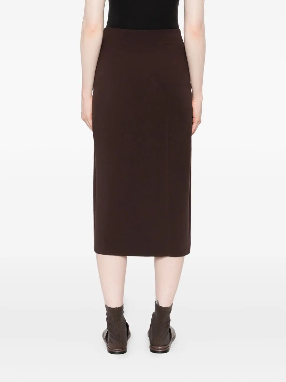 Slit-Detail Midi Skirt
