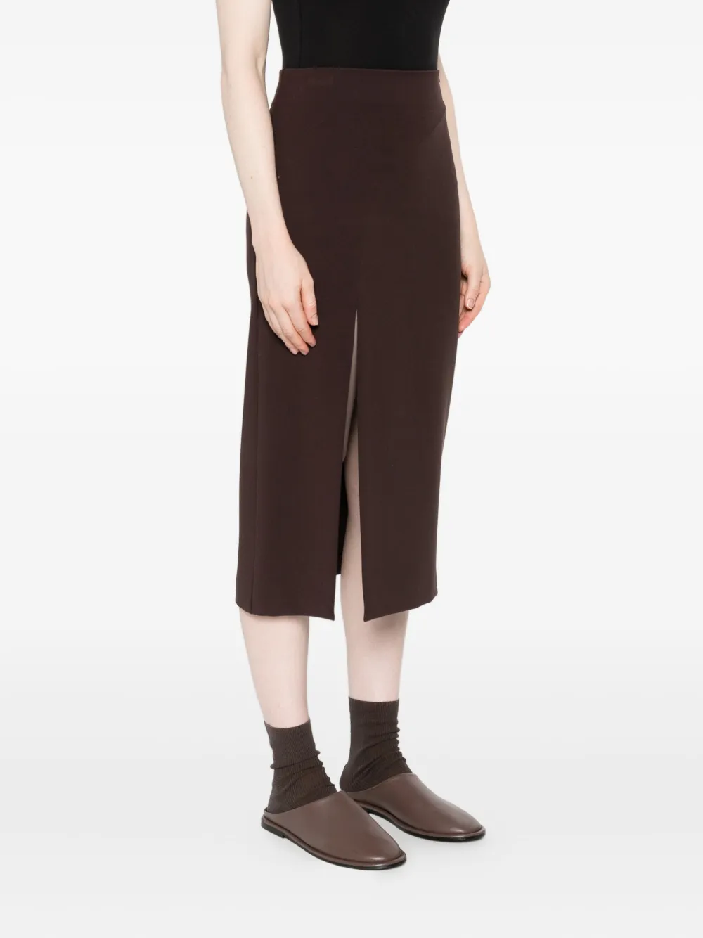 Slit-Detail Midi Skirt