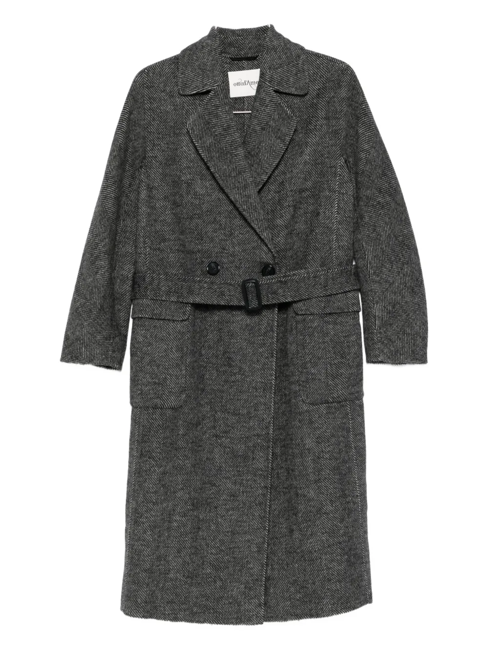 Ottod'Ame Cappotto con cintura e motivo pied-de-poule - Nero