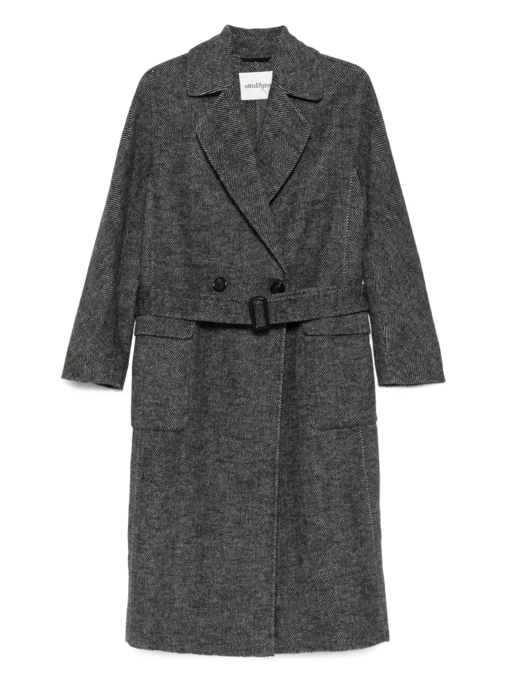 Ottod'Ame herringbone-pattern belted coat | Black | Image 1