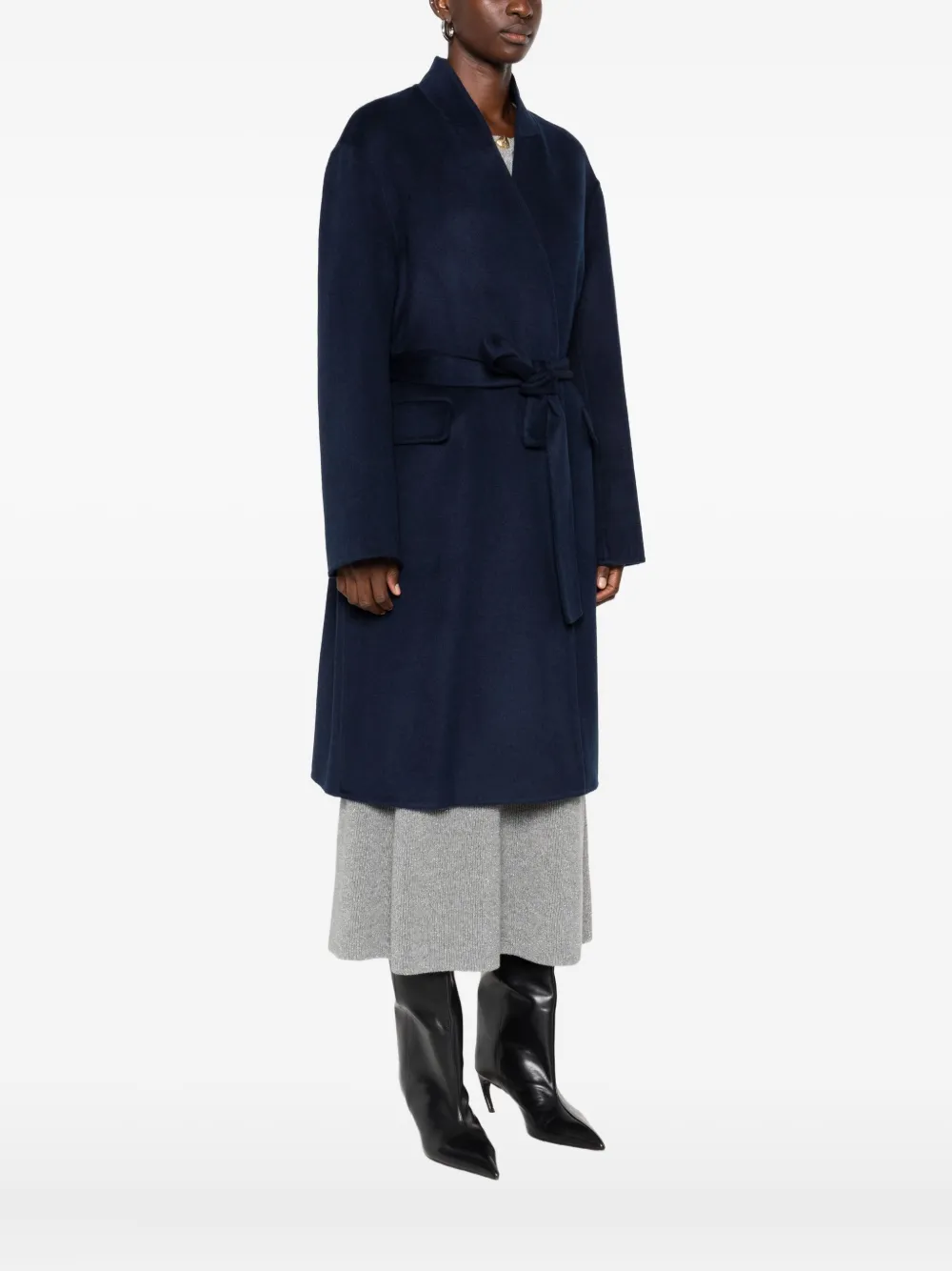 Belted-Wrap Midi Coat