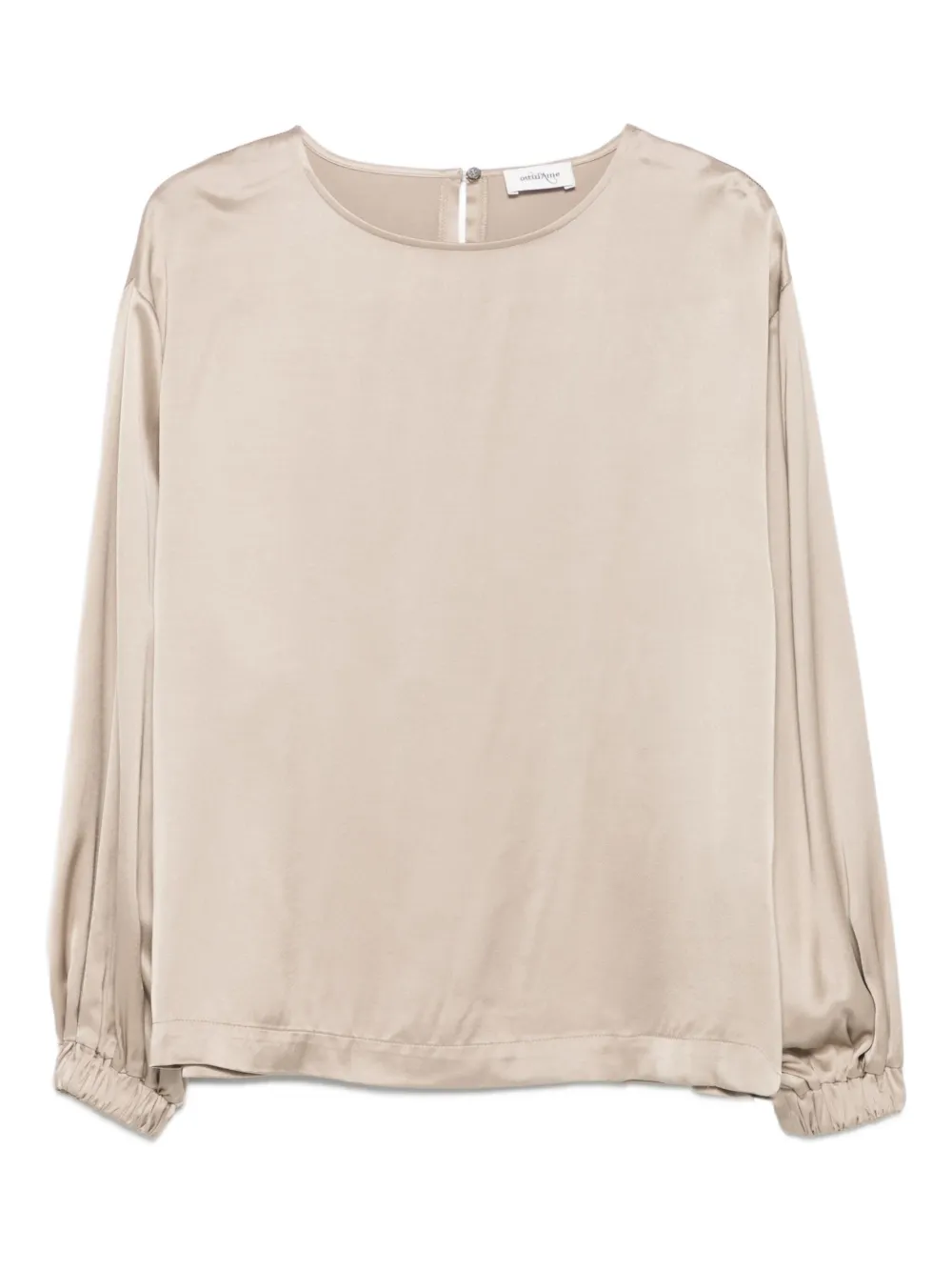 Ottod'Ame Satijnen blouse met elastische cuffs Beige