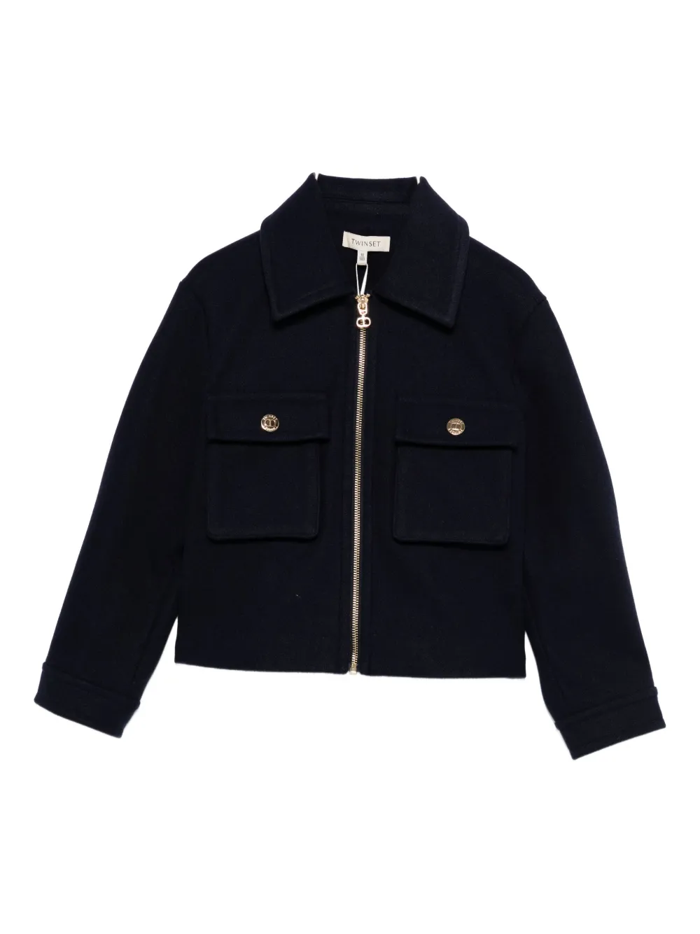 TWINSET Kids flap-pocket zip-front jacket Blauw