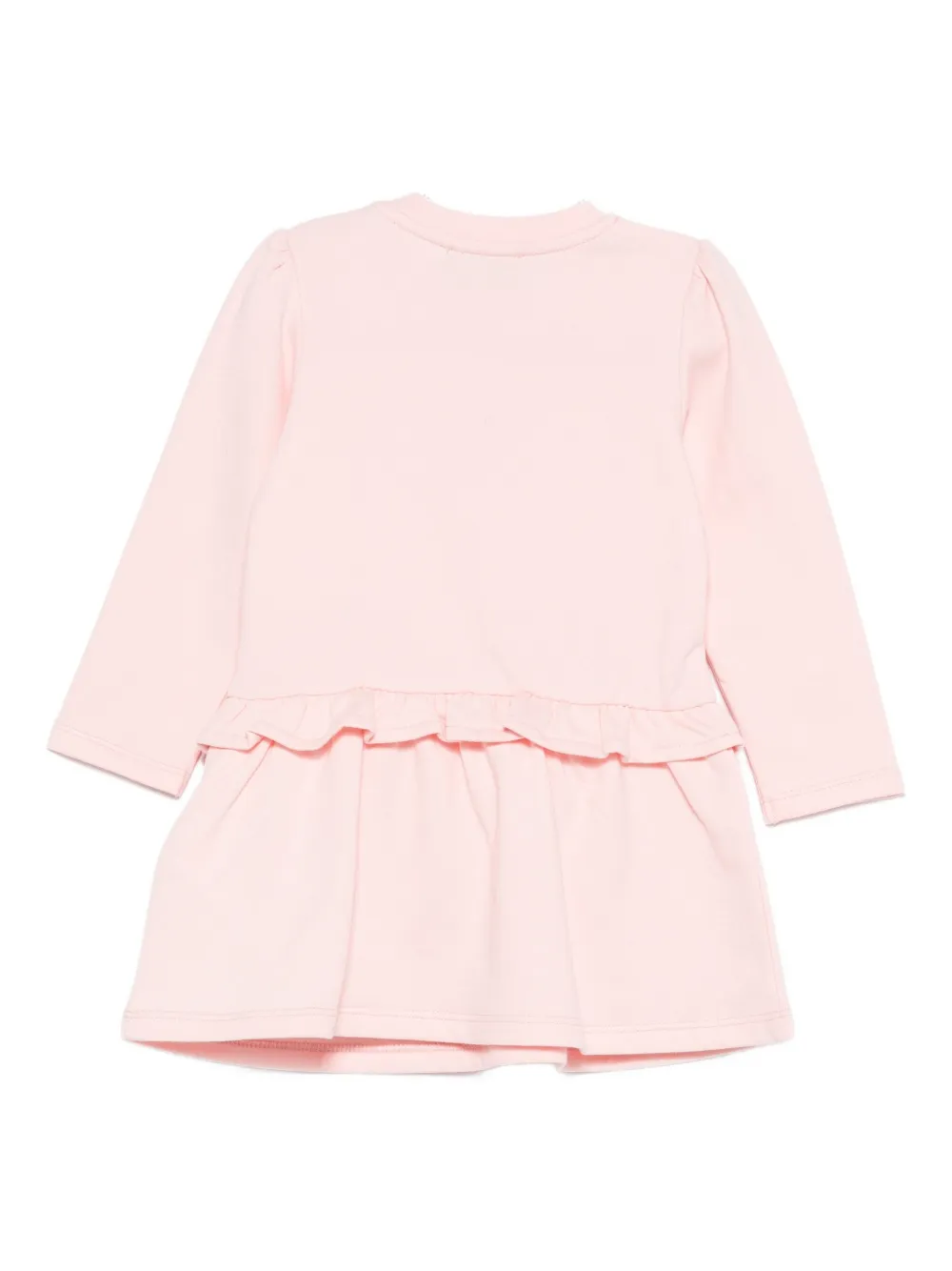 Moschino Kids embroidered ruffled dress - Roze