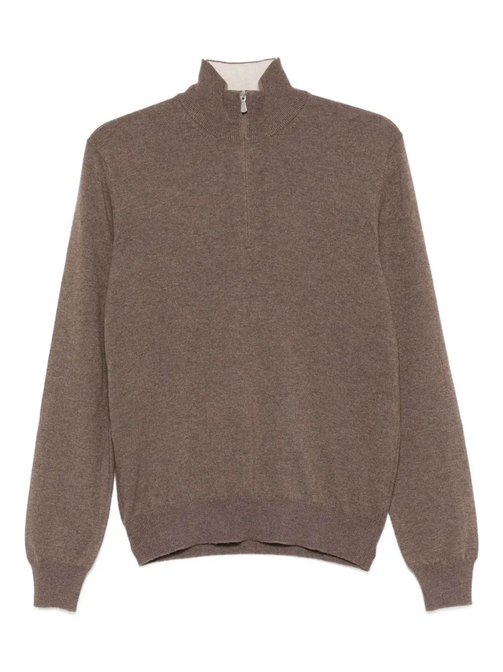 Barba Napoli High-neck Zipped Sweater In Brown